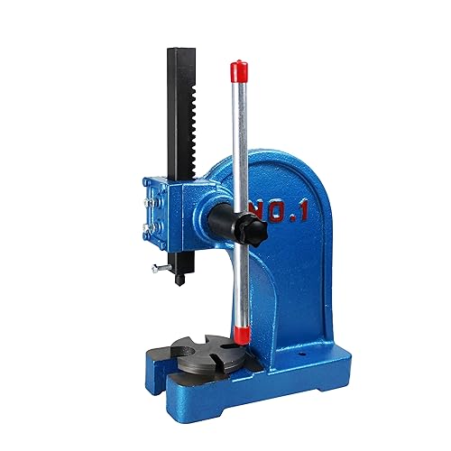 HFS (R) Prensa manual de escritorio resistente de hierro fundido de 1,102.3lbs, agujeros de perforación remachados, para doblar, estirar, formar