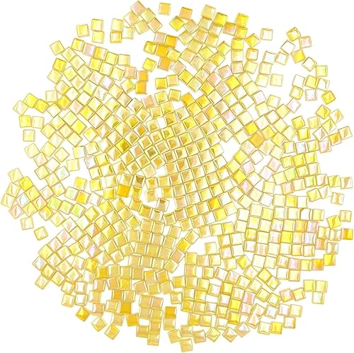 Miniatura 8 de Azulejos de mosaico de cristal cuadrados de 1.1 libras, azulejos de vidrio de mosaico iridiscentes para manualidades, piezas de mosaico,