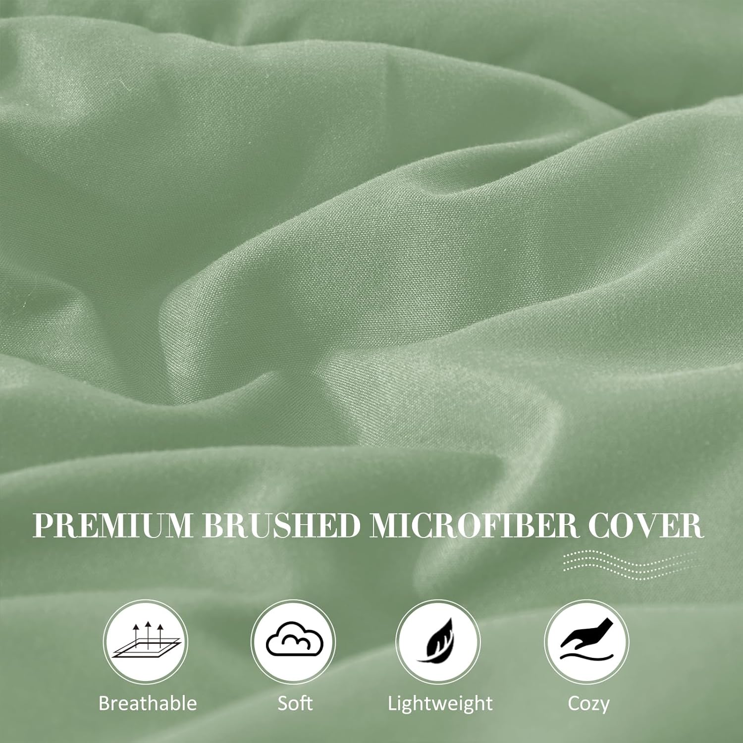 HARBOREST King Size Comforter - Down Alternative Comforter All Season Lightweight Duvet Insert with 4 Corner Tabs 90" L x 102" W (Sage Green) - Image 4