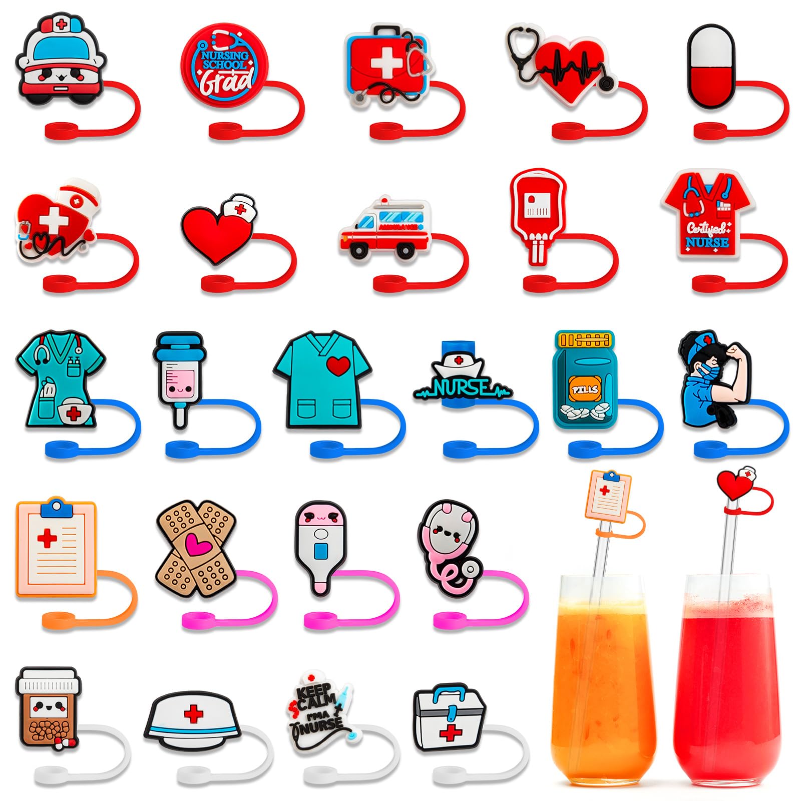 Fundas de silicona para pajitas de enfermera reutilizables a prueba de derrames 9-10 mm