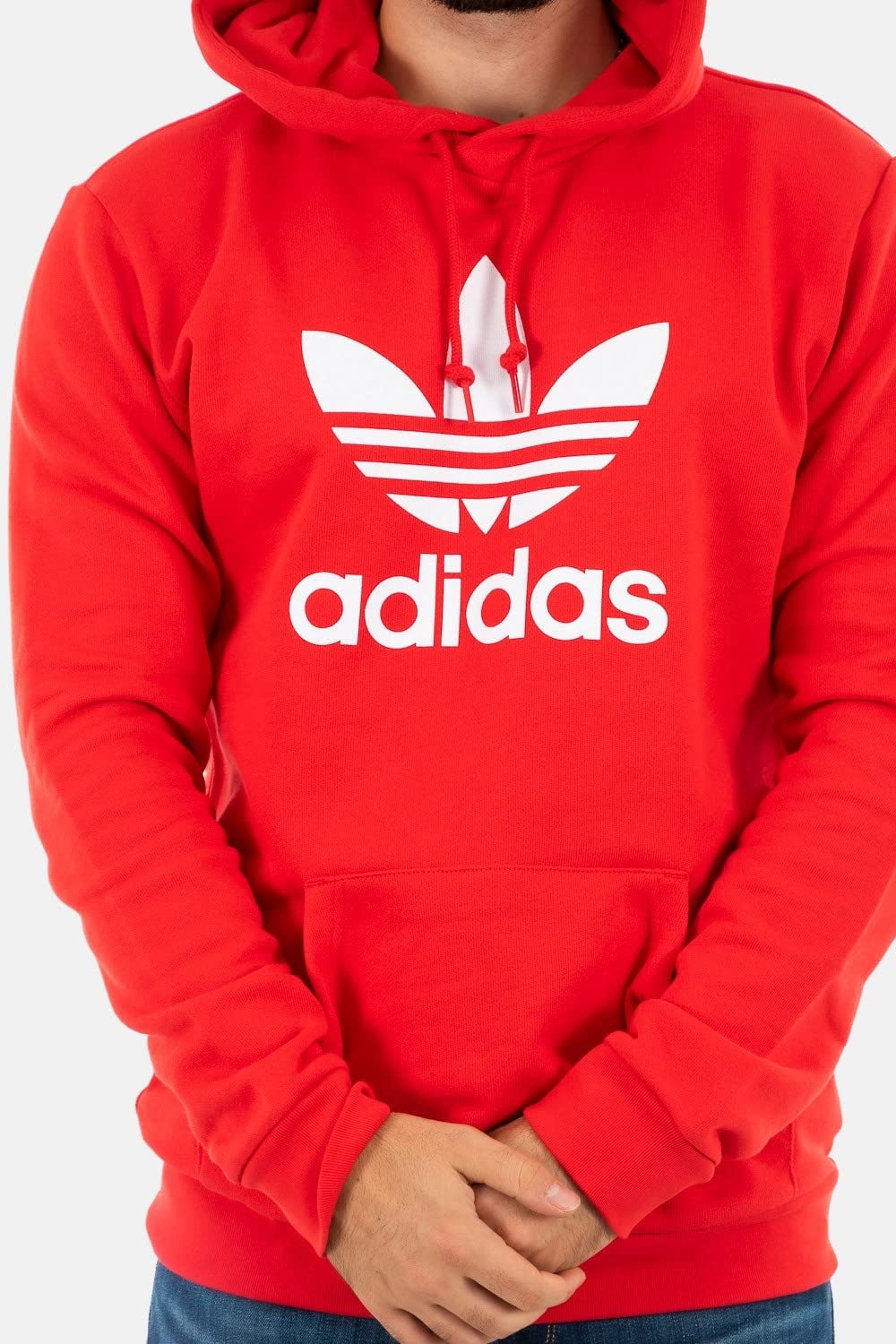 adidas Felpa Cappuccio Dx3614 Trefoil Hoodie Col.Rosso
