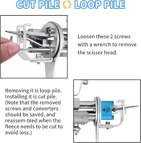 Miniatura 5 de Tufting Gun 2 en 1 - Kit de iniciación de máquina de alfombra de pelo de corte, kit de pistola eléctrica para acolchonar, incluye 10 calcomanías