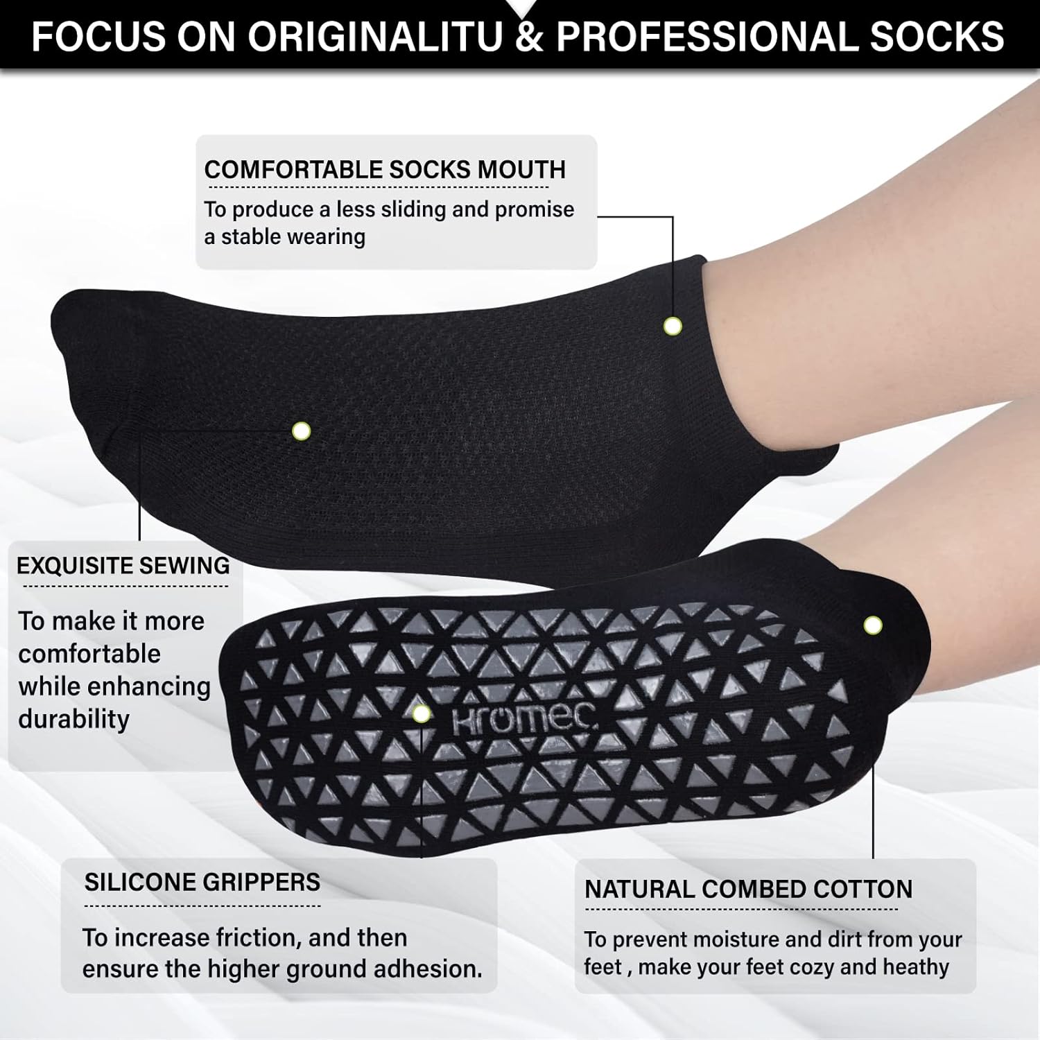 Non Slip Yoga Socks with Grips for Pilates, Ballet, Barre, Barefoot, Hospital Anti Skid Socks for Women and Men - Image 5