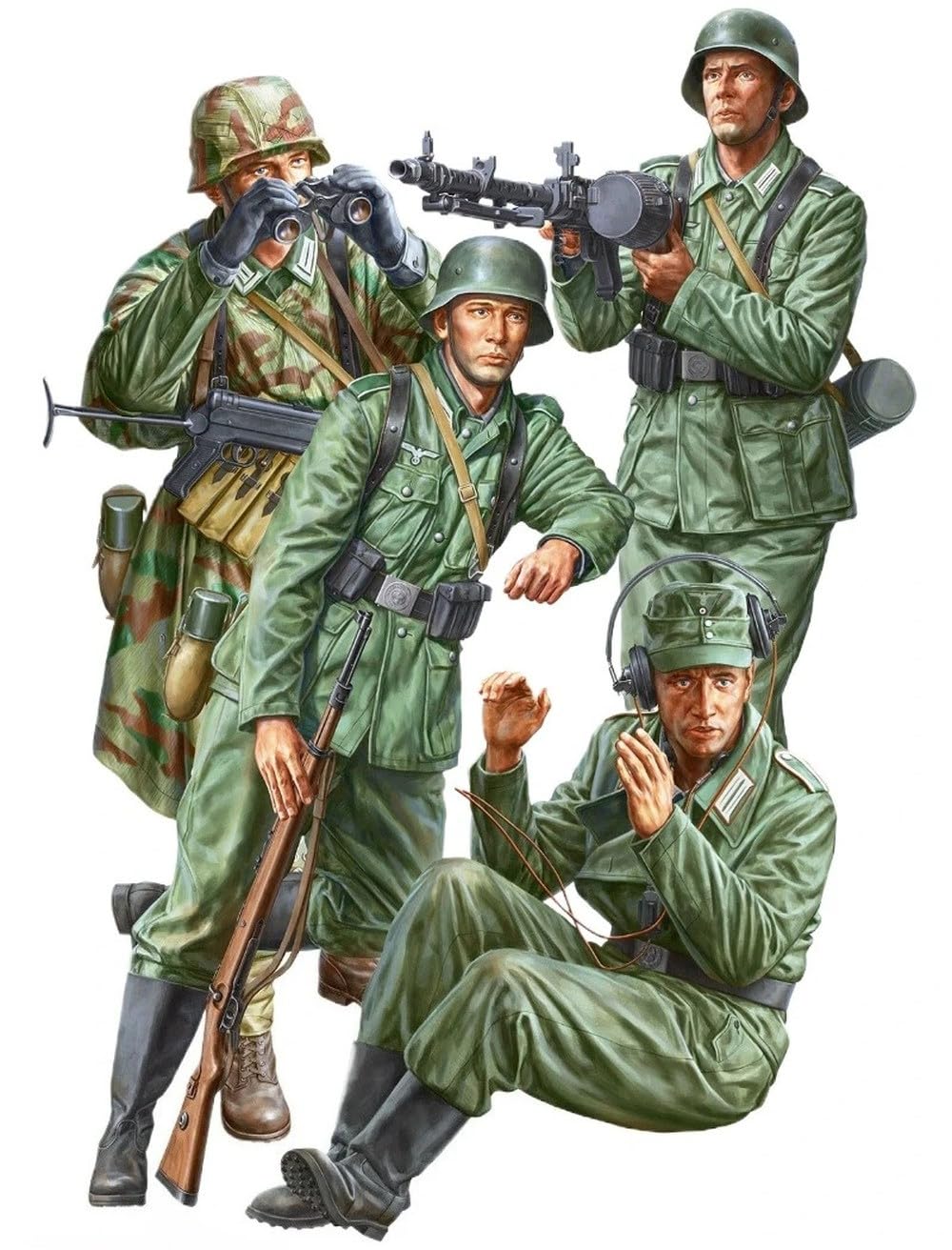 1/16 Scale Diecast Resin Model Kit WWII German Army Half Track Crew 4 Figures Need To Be Assembled and Colored By Themselves