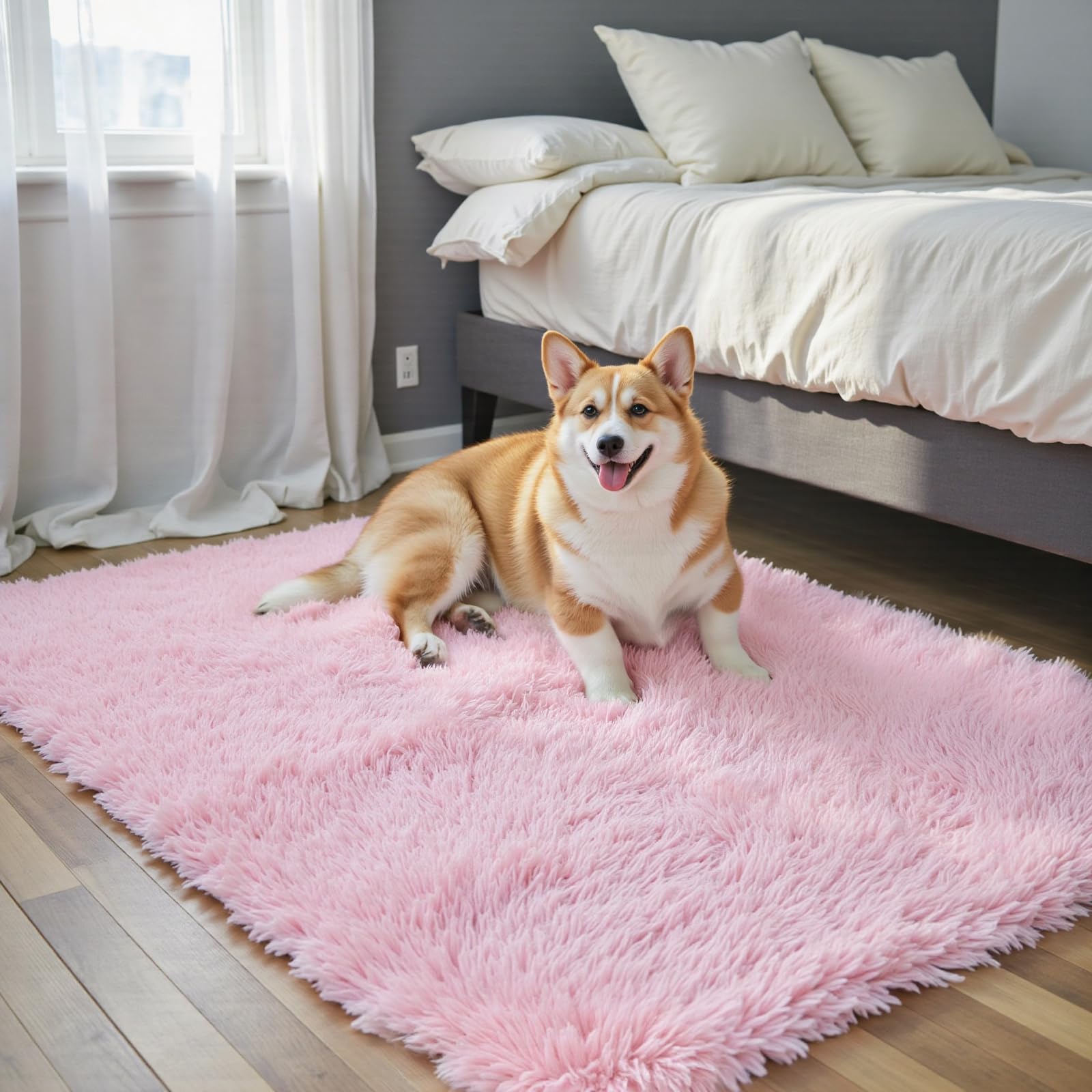 Small Rug Throw Rugs for Bedroom, Mini Area Rug, Fluffy Pink Carpet, Affordable Door Entryway Indoor Inside Front Entrance Dog 2x3 Mat, Home Decor