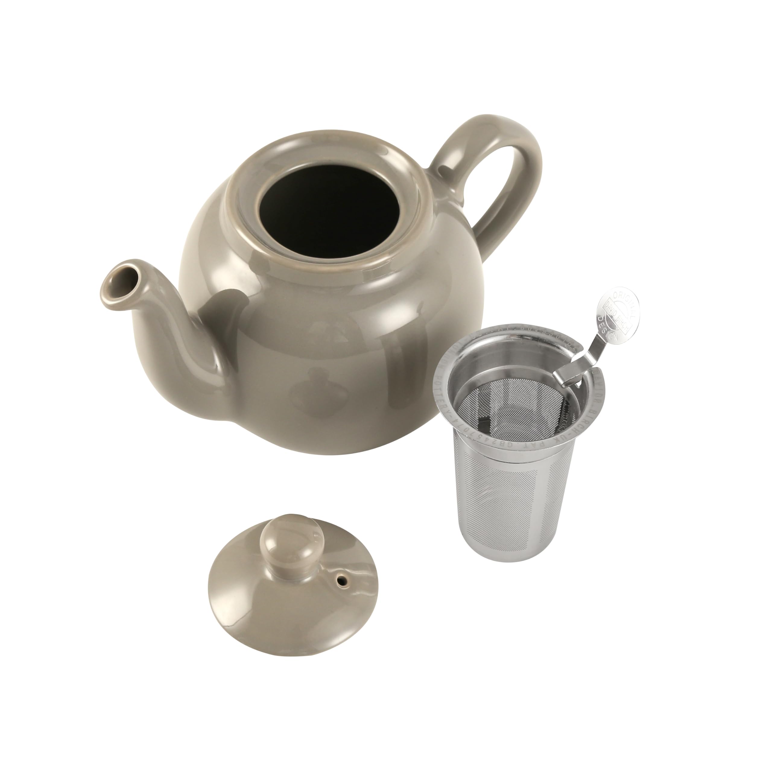 London Pottery Théière rustique avec infuseur, en céramique, gris, 2 tasses (600 ml)
