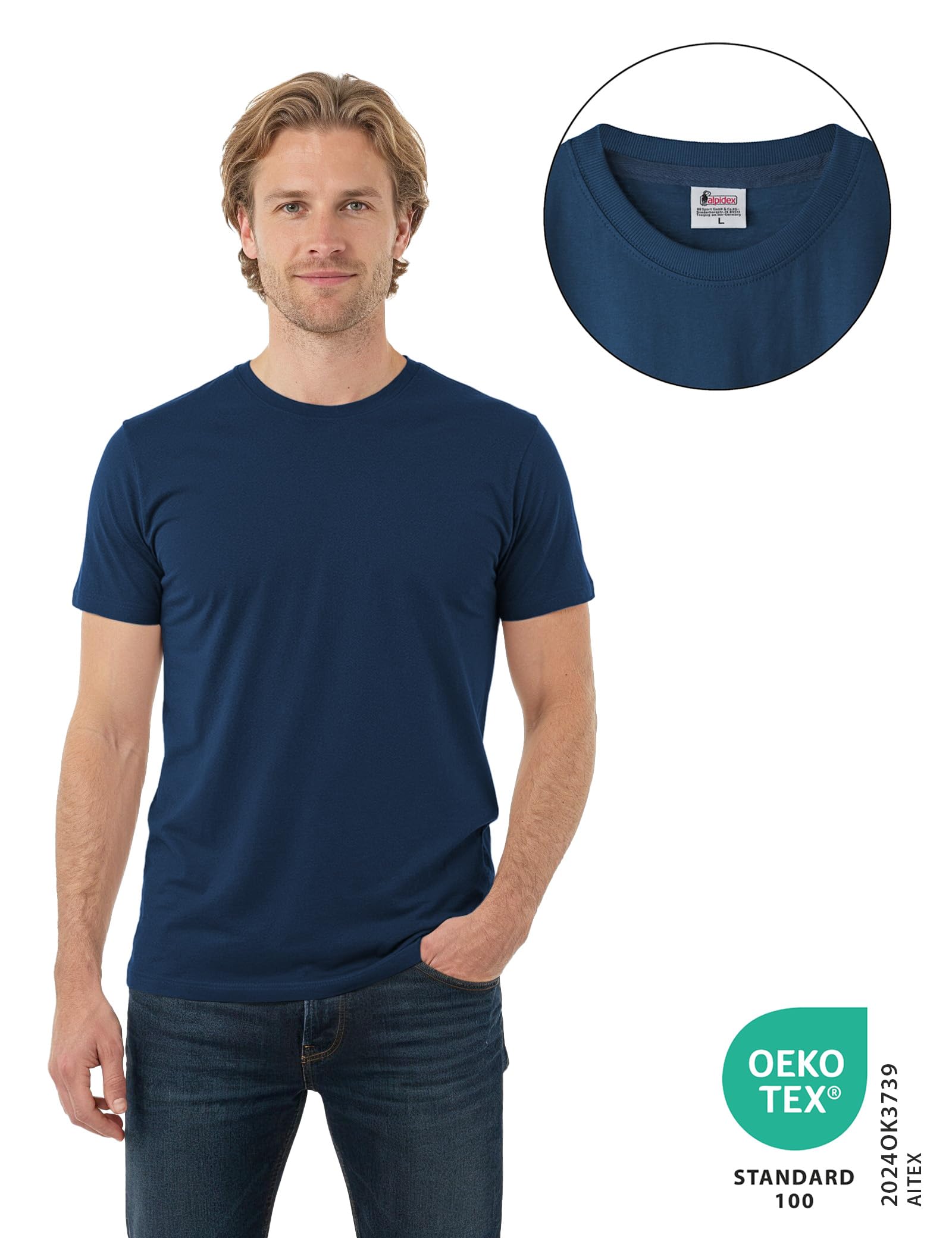 ALPIDEX T-Shirt Magliette da Uomo Confezione da 5 con Girocollo - Taglie S M L XL XXL 3XL 4XL 5XL