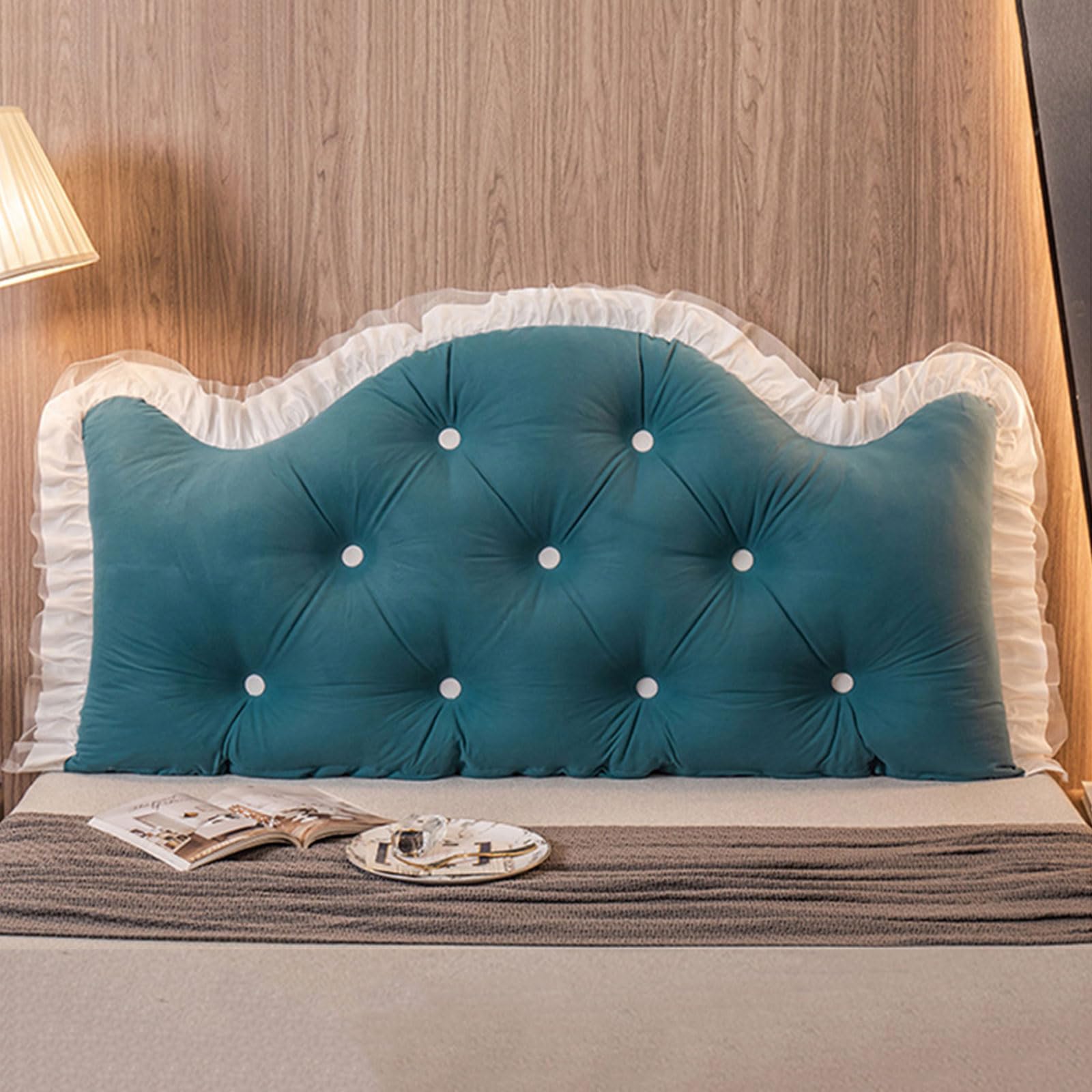 CXLT Luxury Backrest Bolster Large Headboard Pillow Upholstered Back lumbar support Cushion Comfortable Crystal Velvet Reading Pillows for Bed Couch Wall, Removable Washable Cover(90x50x15cm,Blue2)