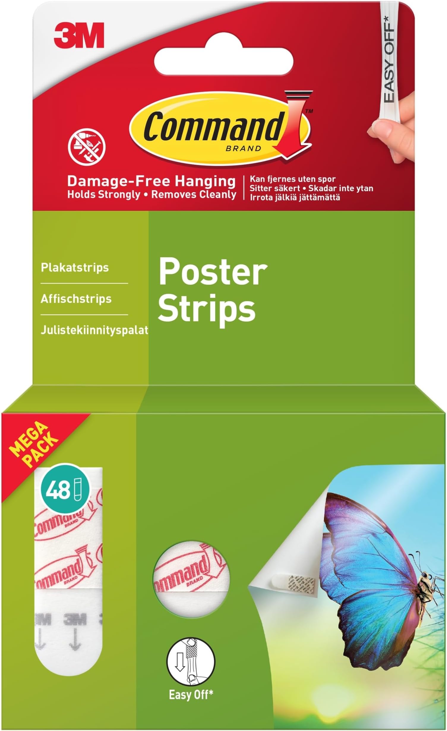 Command Poster Strips, Value Pack - 48 Adhesive Strips, White - Ideal for Hanging Posters, Schedules, Calendars or Pictures Without Frames - Damage Free Hanging