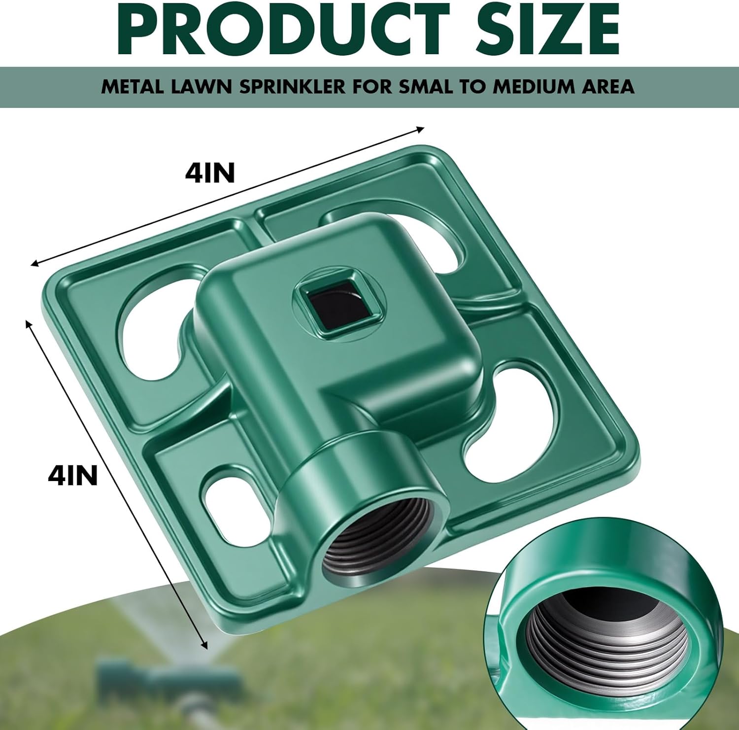 Baquler 2 Pack Stationary Spot Sprinkler 900 Sqft Cast Iron Metal Square Yard Sprinkler Reliable Metal for Small Areas Lawn Garden Yard Outdoor Irrigation System