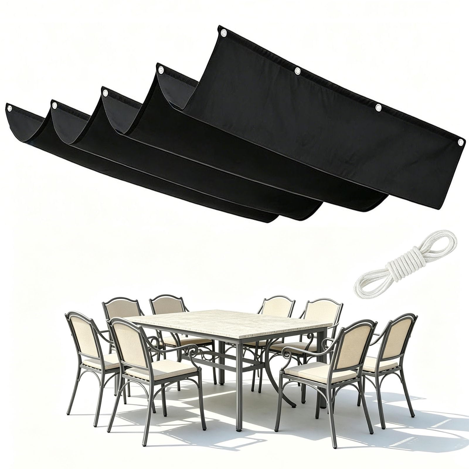 Toldo vela retráctil para crear sombra fresca en el porche o jardín este verano