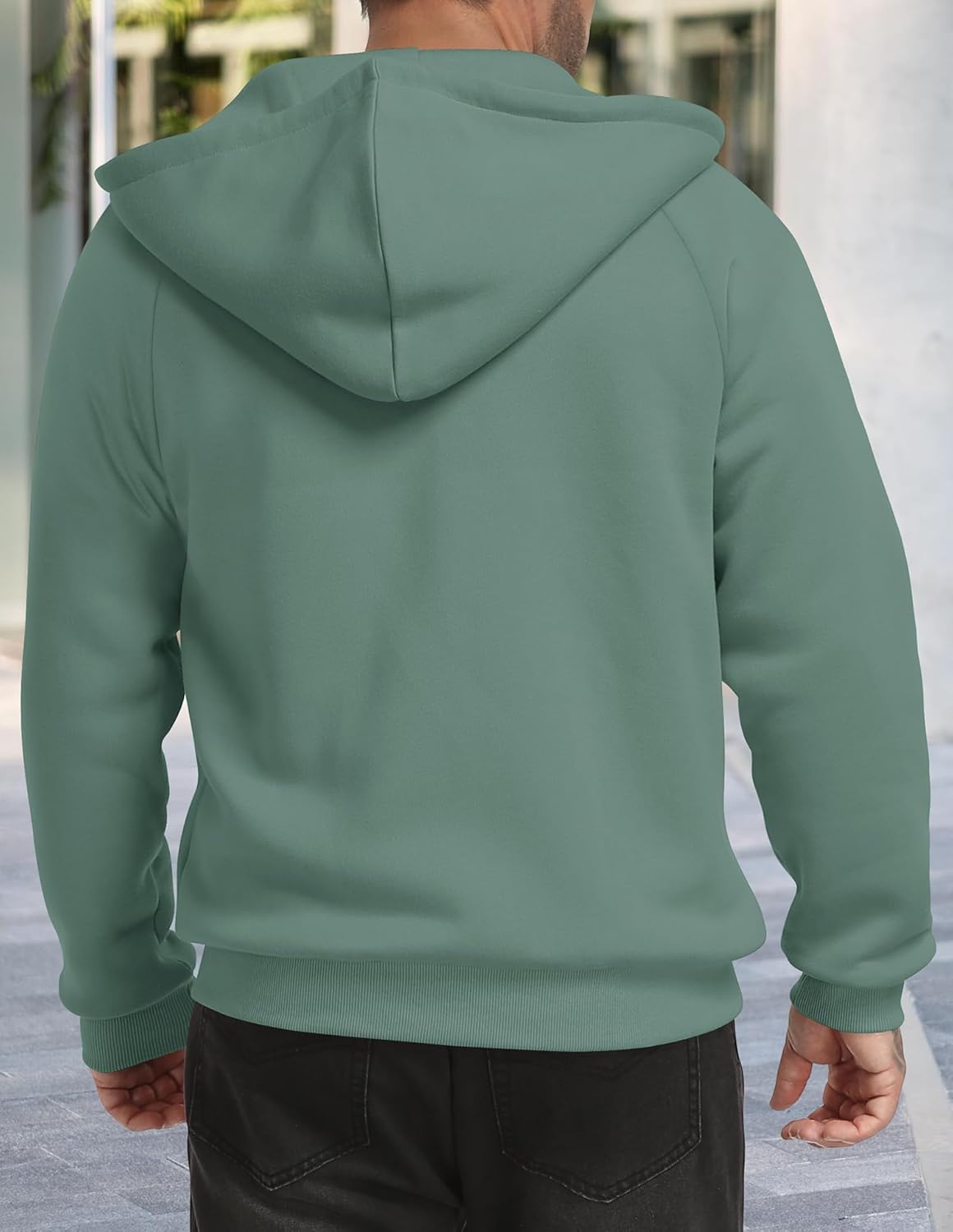 Men's Zip Up Fleece Hoodie Casual Solid Winter Sweatshirt with Pockets Long Sleeve Fashion Basic Hooded Jacket