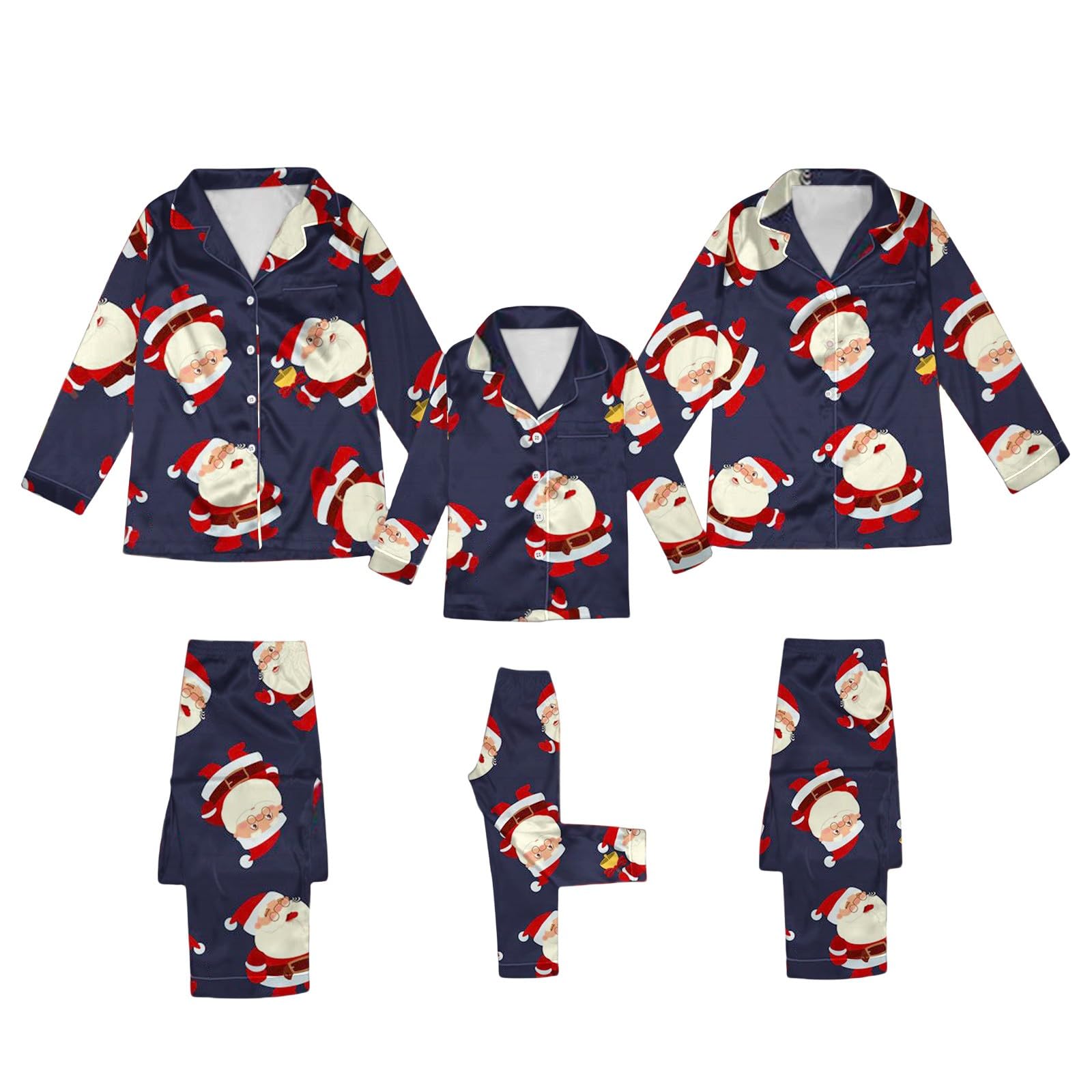 Silk Stain Family Pajamas Matching Sets 2025 Button Down Shirt and Pants Silky Xmas Pjs Jammies for Family Pictures
