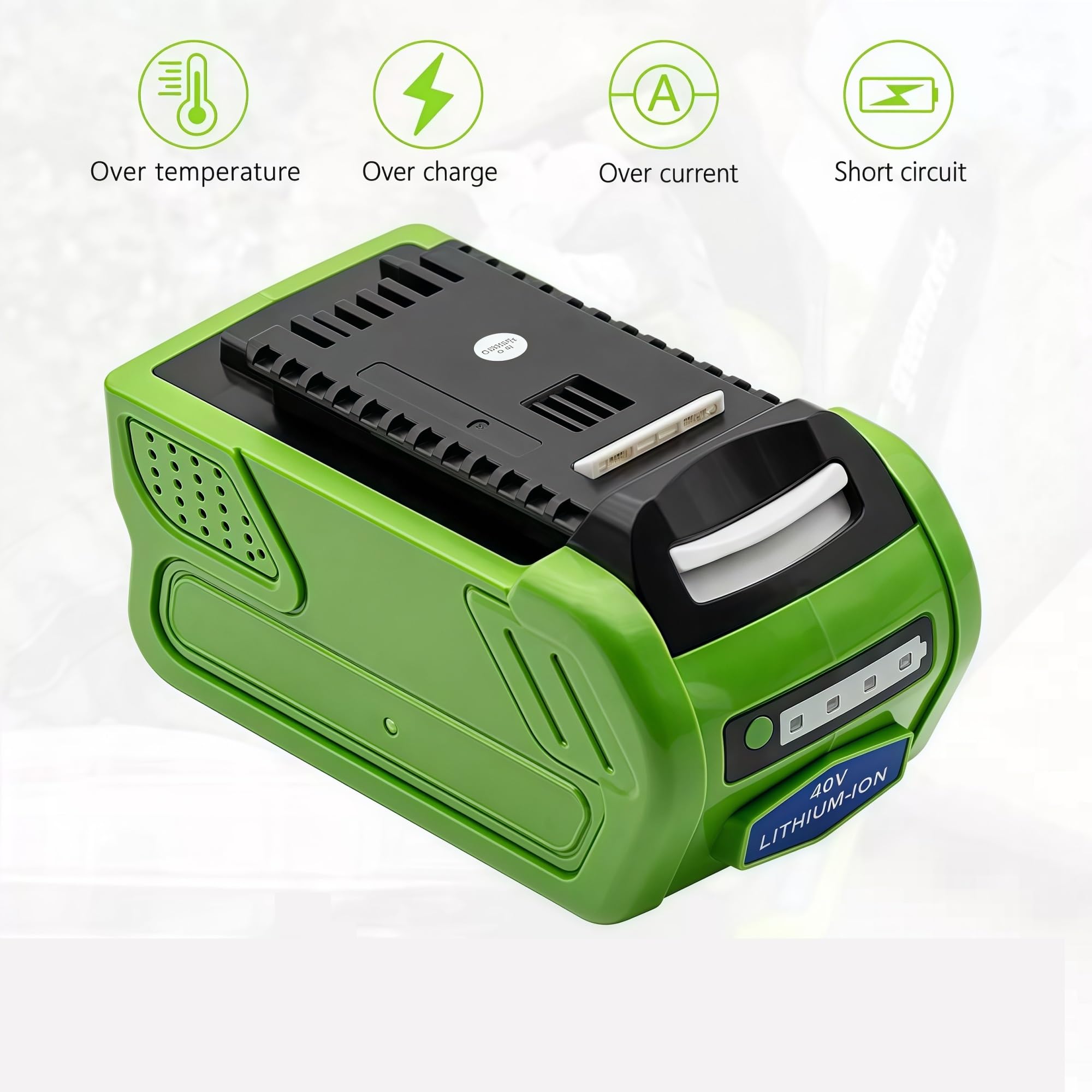 Cortadora de césped eléctrica de 5000 mAh con batería de Litio de 40 V. Compatible con GreenWorks G-MAX 40 V 29462.(Green 3000mAh)