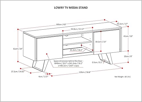 Miniatura 12 de SIMPLIHOME Lowry - Soporte de madera maciza de acacia de 63 pulgadas de ancho, moderno soporte industrial para TV en color marrón envejecido natural