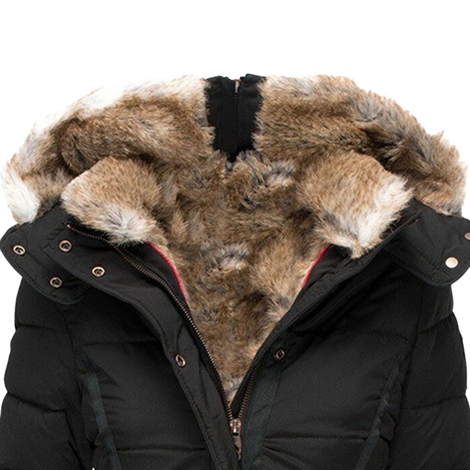 Chaqueta acolchada cálida de invierno para mujer, abrigo de piel sintética con capucha, ligera, acolchada, ropa de abrigo, chaqueta gruesa y cálida