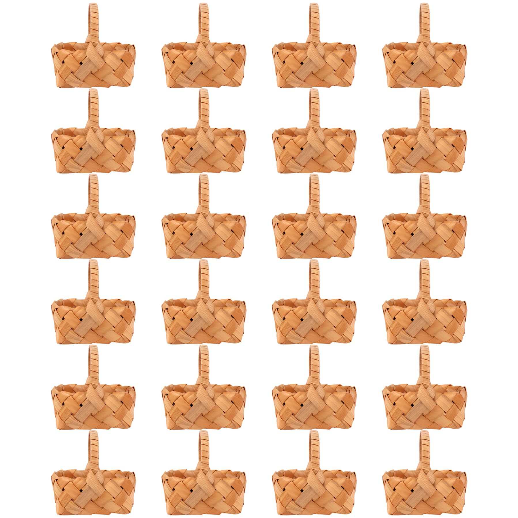 Mini cestini da picnic intrecciati da 24 pezzi, piccolo cestino da picnic per bomboniere di Pasqua, matrimoni, piccoli cestini per regali, decorazioni artigianali, 5x5, 5 pollici
