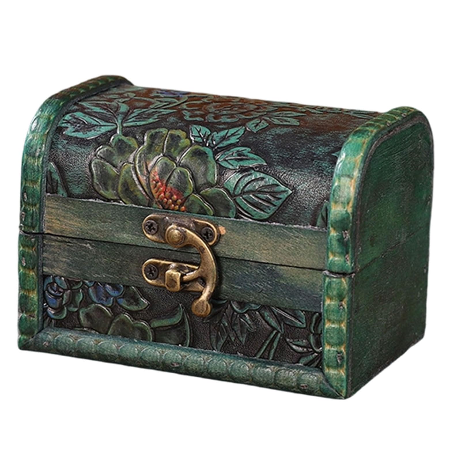 HDOYTXXM European Wood Storage Chest Featuring Metal for Secure Storage of Valuables and Decorative Home Accent Decorative Box