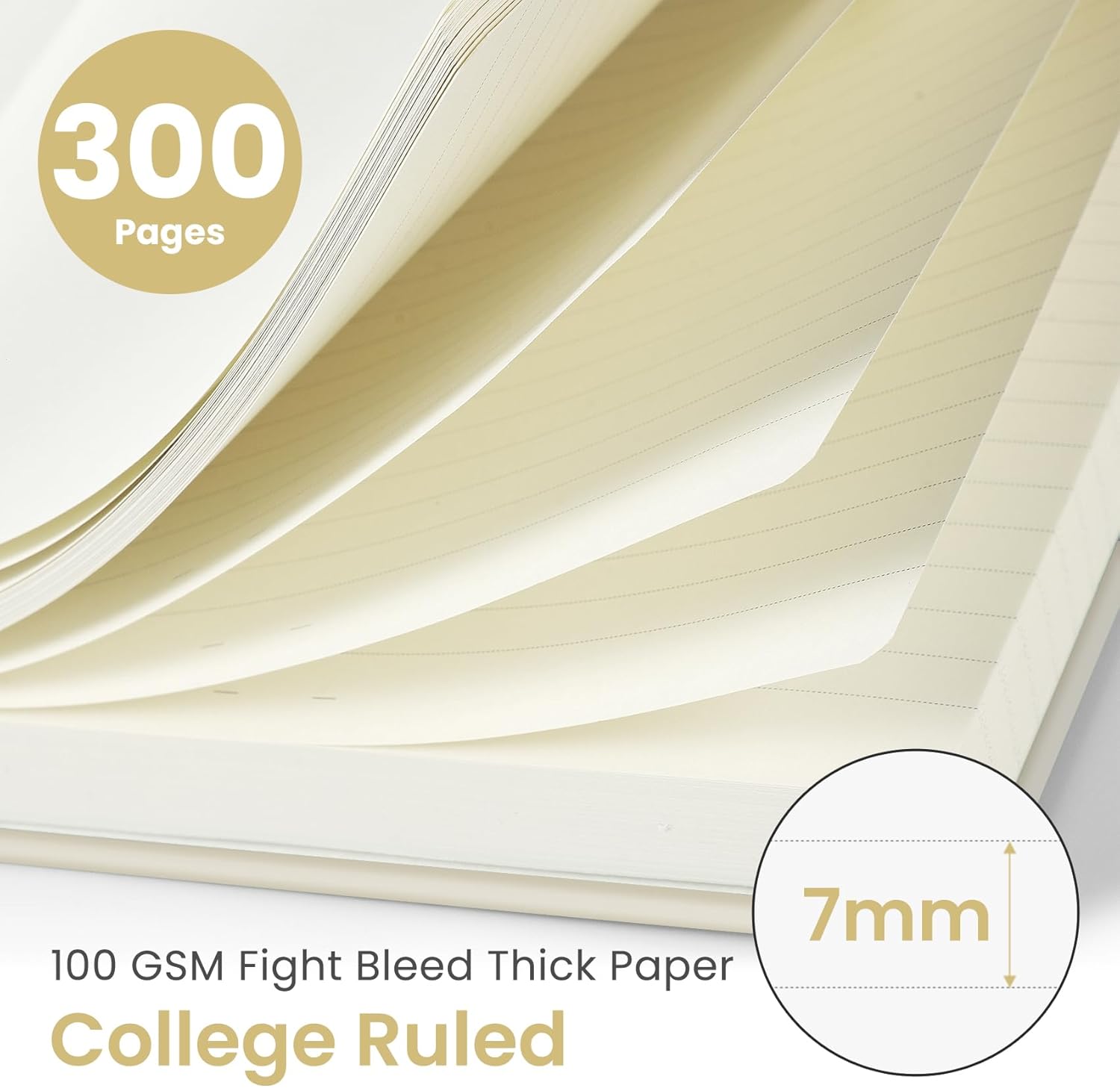 Lined Spiral Notebook Journal for Work, 300 Pages Thick B5 (7.1"x10") College Ruled Journal for Women & Writing, Hardcover Notebook for Note Taking, Perfect for Office Home School Supplies, Grey Beige - Image 2