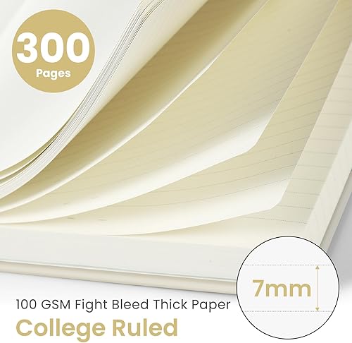 Miniatura 94 de Taja - Cuaderno de espiral forrado para trabajo, 300 páginas gruesas B5 (7.1 x 10 pulgadas), con rayas universitarias para escritura, tomar notas