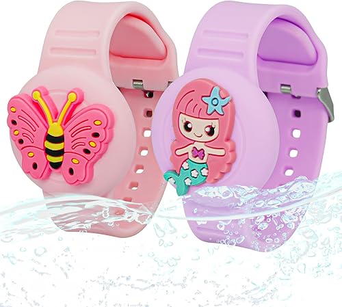 XEEWEN Paquete de 2 bonitos soportes impermeables para Airtag para pulsera de reloj para niños y niñas, funda de pulsera Kawaii mariposa sirena para XEEWEN Paquete de 2 bonitos soportes impermeables para Airtag para pulsera de reloj para niños y niñas, funda de pulsera Kawaii mariposa sirena para
