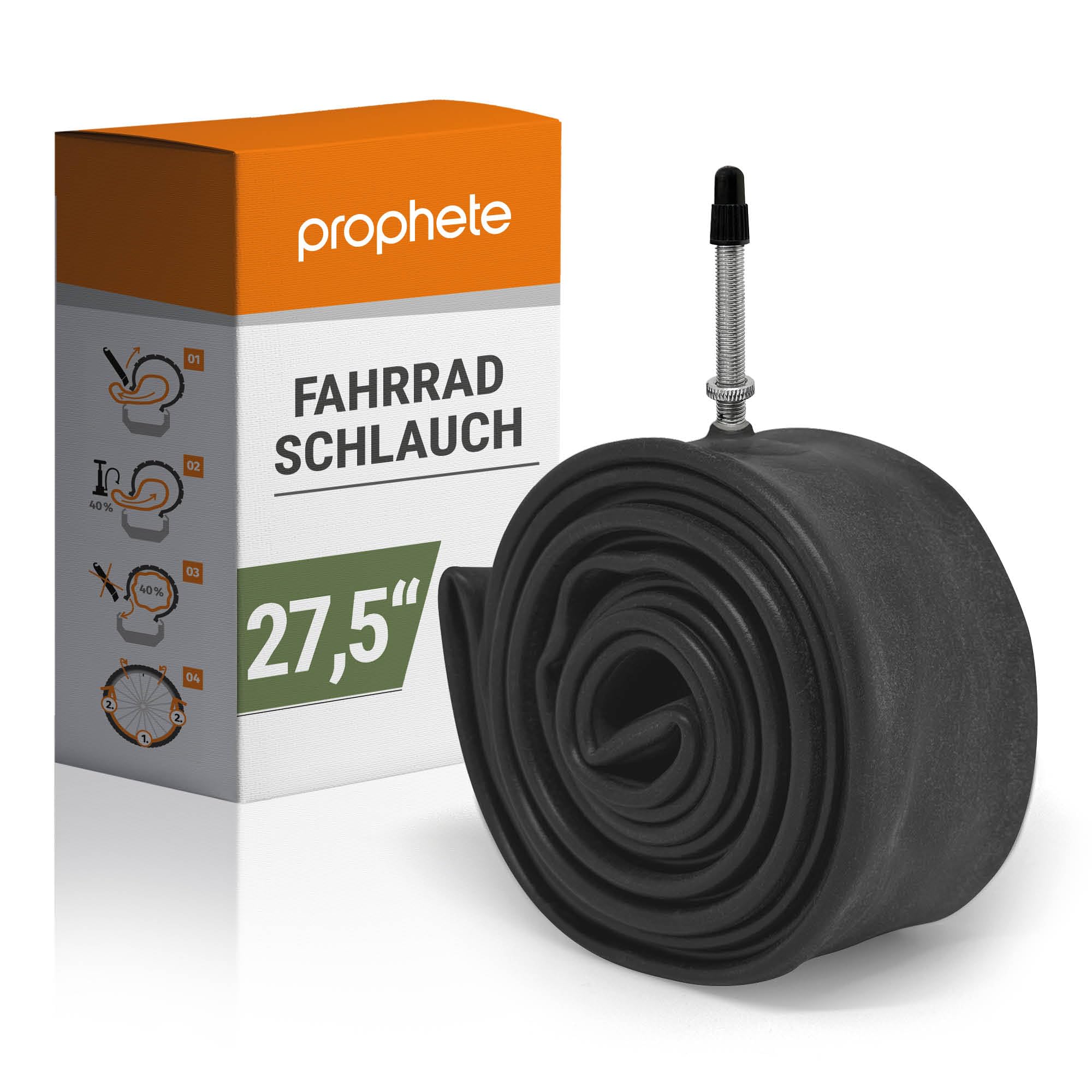 Prophete Unisex – dętka rowerowa dla dorosłych x 2,2-3,0, rozmiar MTB Boost Size, dętka Sclaverand, czarna, 27,5"