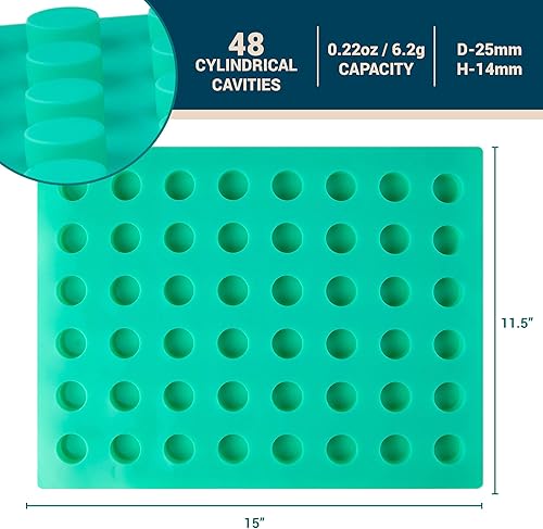 Miniatura 5 de O'Creme Mini molde de silicona para cilindro de hielo para trufas de chocolate, ganache, gelatina, pralinés y caramelos