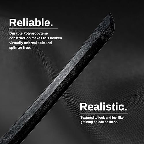 Miniatura 6 de E-BOGU Espada negra de polipropileno estilo madera con vaina de saya negra (33 pulgadas Mokume)