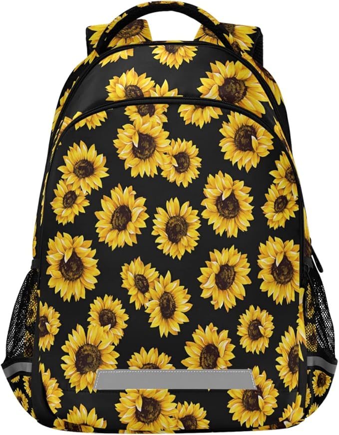 Yellow Sunflower Laptop Backpack Schoolbag Fall Flowers Floral School