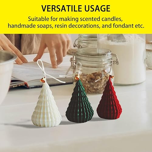 Miniatura 6 de VUTEHO Moldes grandes para velas de árbol de Navidad, moldes de vela con forma de árbol de Navidad de origami, moldes de vela de Navidad 3D para