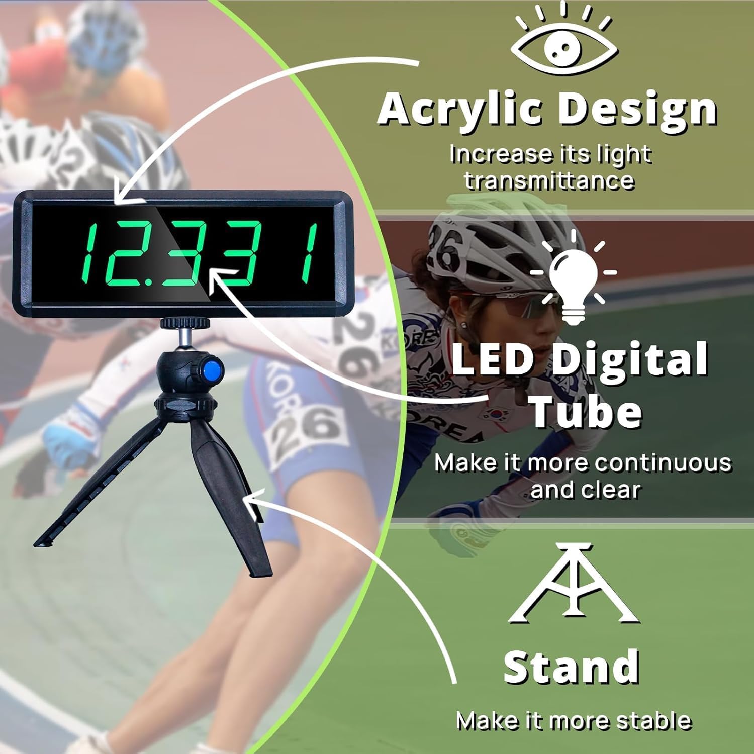 YZ batteriebetriebener drahtloser Laser-Timer für Sprints Rennuhr Renntimer Stoppuhr Elektronisches Fahrrad Speed Training Skating Bahn Feld Timer Motorrad