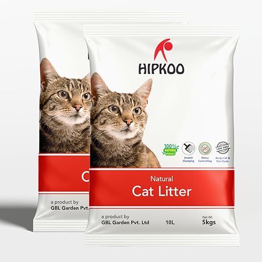 Hipkoo Exclusive Cat Litter 10Kg 100% Natural Unscented Bentonite Clay Dust Free Fragrance Free Absorbent Eco-Friendly Sand for All Breeds of Cats 2 Packs of 5 Kgs (Combo)