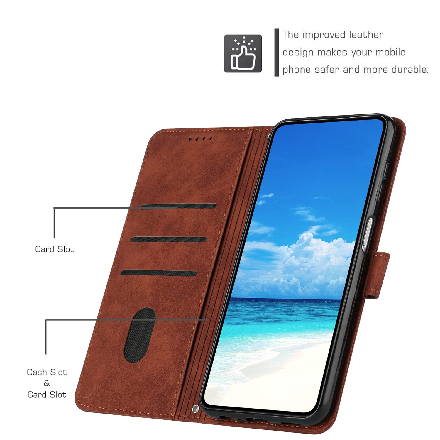 SHIEID Cover Portafoglio Con Supporto Per Oppo A96, Pelle PU E TPU Blu, Slot Carte E Chiusura Magnetica - 4