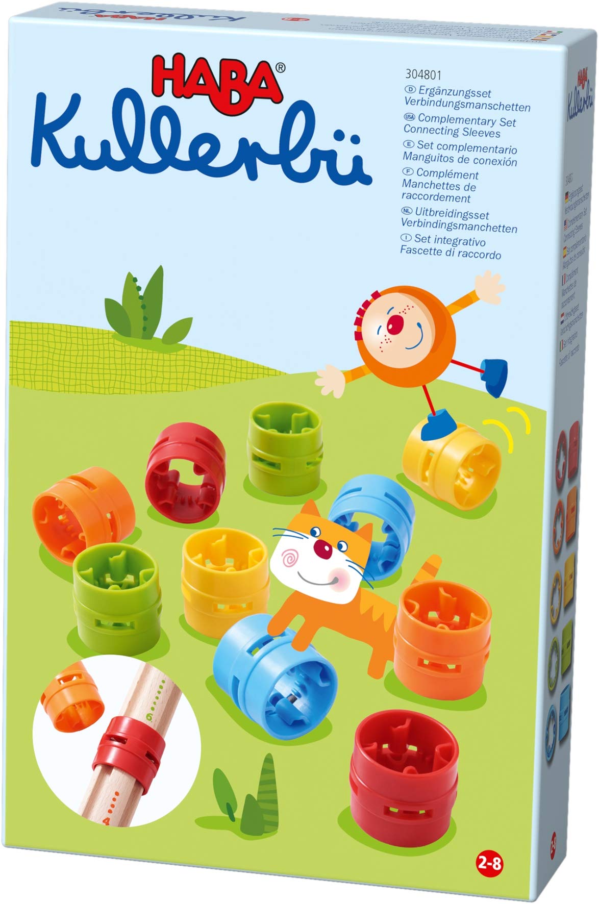 HABA 304801 - Kullerbü – Ergänzungsset Verbindungsmanschetten, Zubehör für alle Kullerbü-Bahnen, bringt noch mehr Farbe und Abwechslung ins Kullerbü-Spiel, ab 2 Jahren