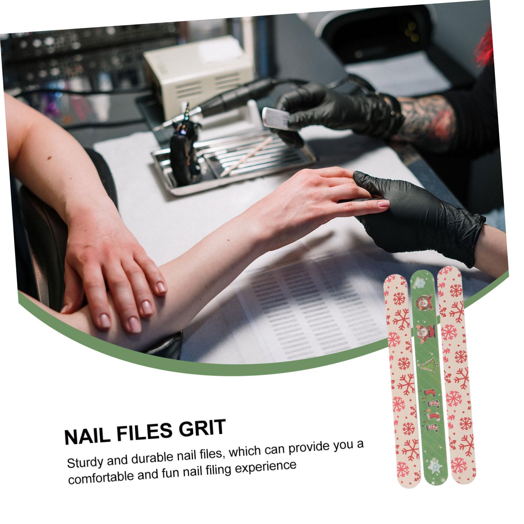 Healeved 12pezzi Limette Unghia Natale Completo per Unghie Natalizie Lucidanti Strumenti Manicure Pedicure Fai da Te Stile Casuale