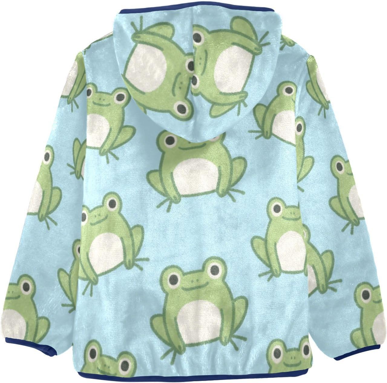 Blue Cartoon Frog Boys Zip Sweatshirt Outerwear Jackets Navy Blue Trendy Baby Boys Clothes