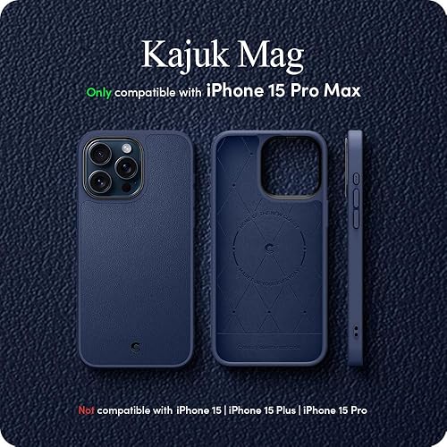 Miniatura 2 de CYRILL Kajuk Mag - Funda de cuero compatible con iPhone 15 Pro Max (2023), funda de cuero vegano de alta calidad, color azul con forro protector de
