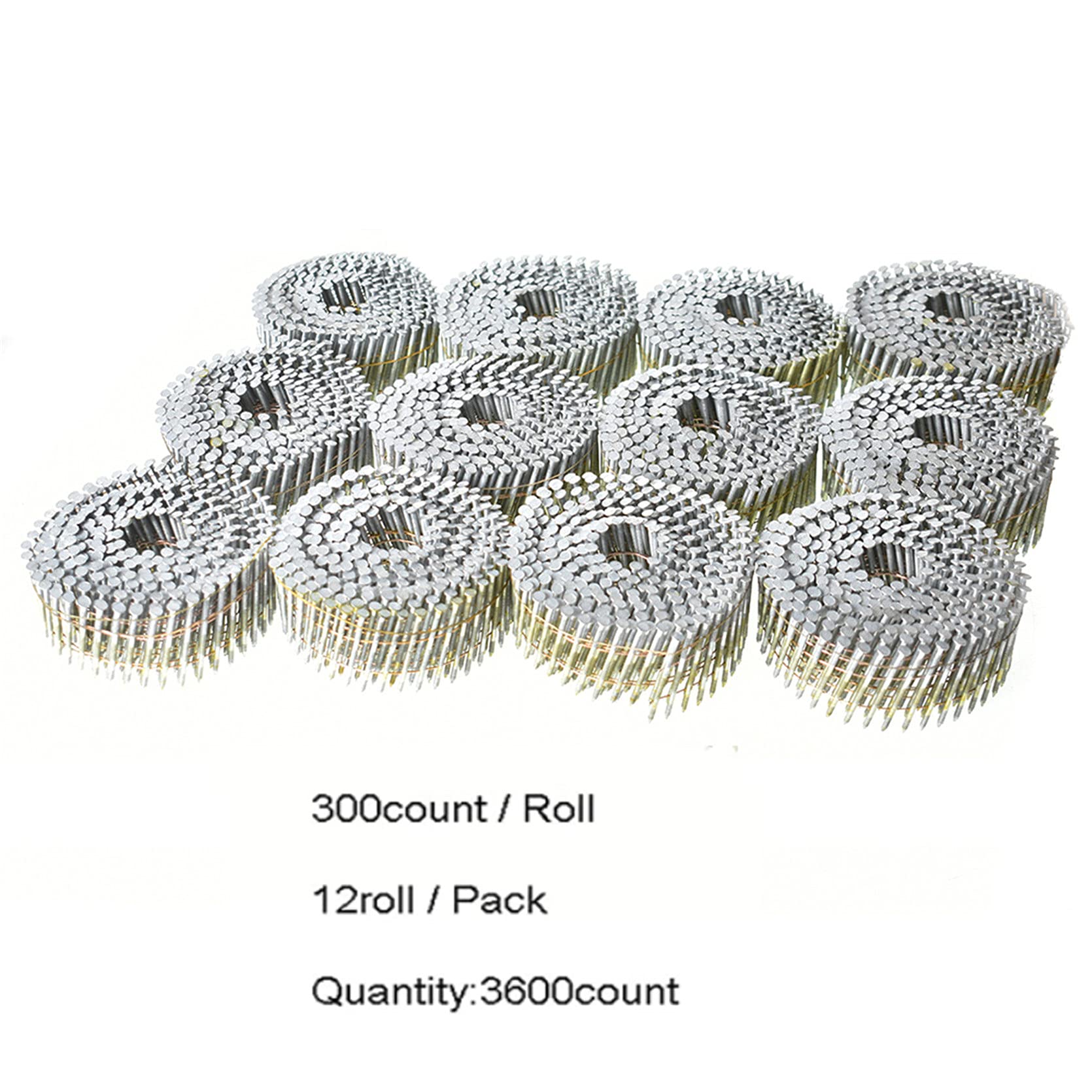 TINVHY 15-Degree Coil Siding Nails – 2" X 0.092", Hot-Dipped Galvanized, Full Round-Head, Ring Shank – 3600 Count – For Siding & Fencing