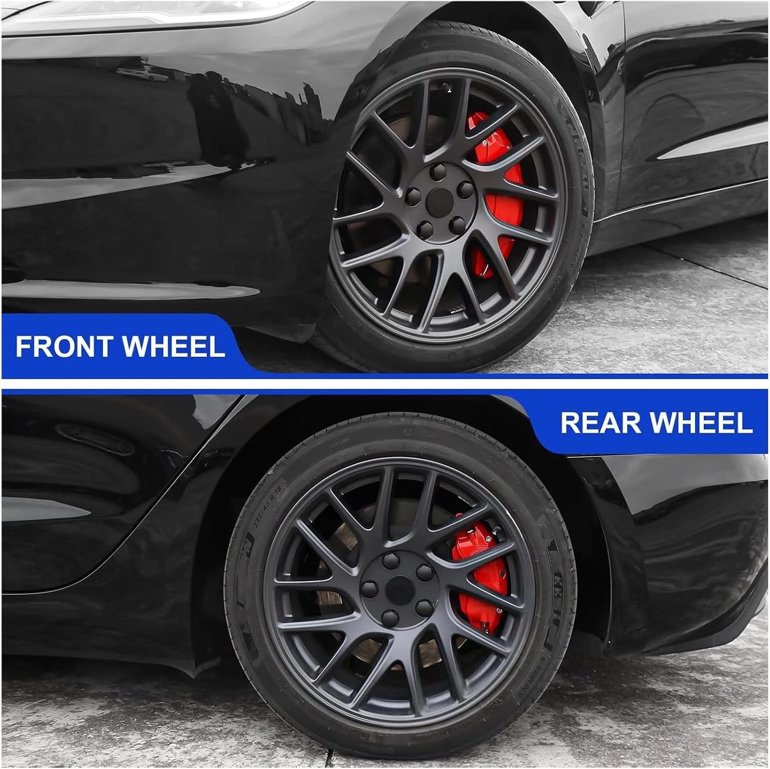 Brake Caliper Covers Set Of 4 With Decals，Compatible For Tesla Model Y Juniper 2025 2026 (not For The Model Y 2019-2024)(Red)