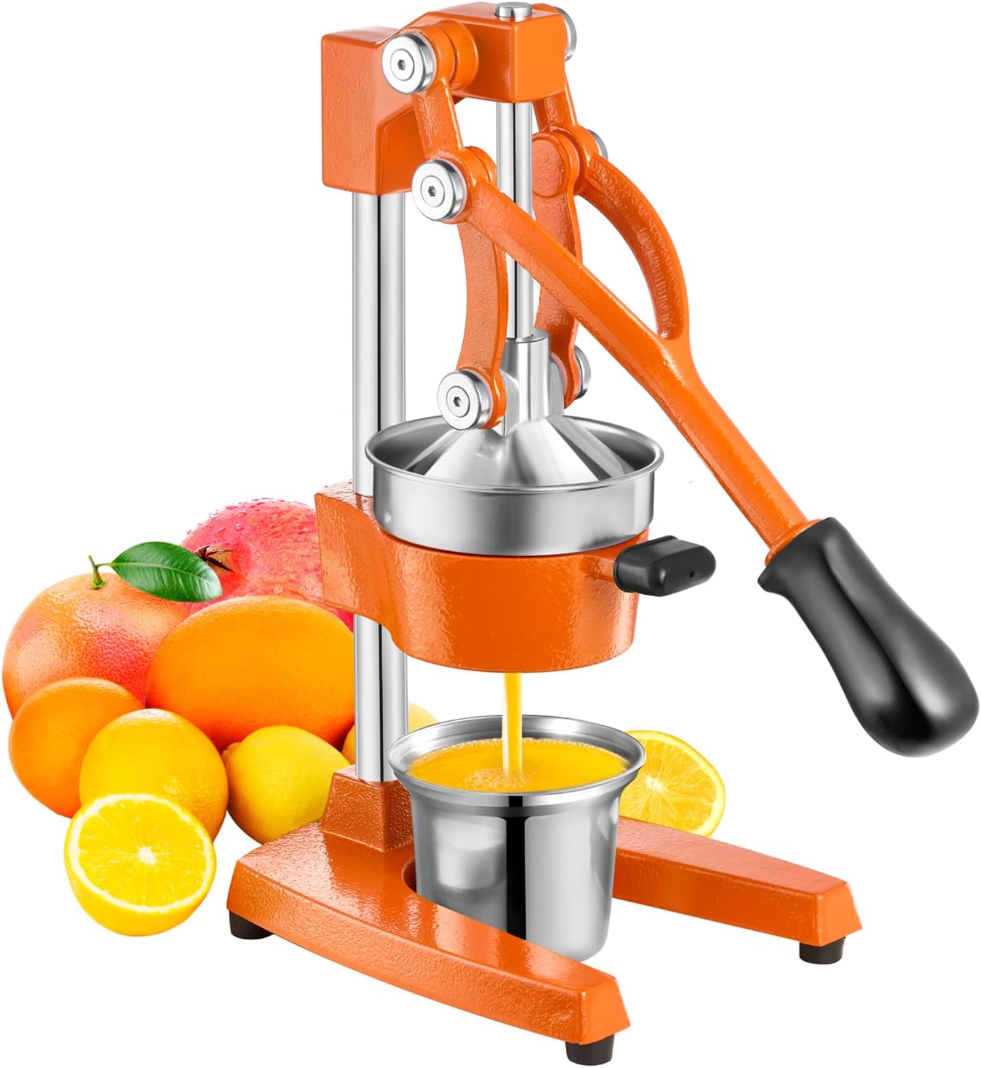 Commercial Heavy-Duty Cast-Iron Hand Press Manual Juicer Squeezer for Pomegranate Lime Citrus with Stainless Steel Cup, Fruit Juicer, Orange Crush Machine, Lemon Press, Easy to Clean, Orange