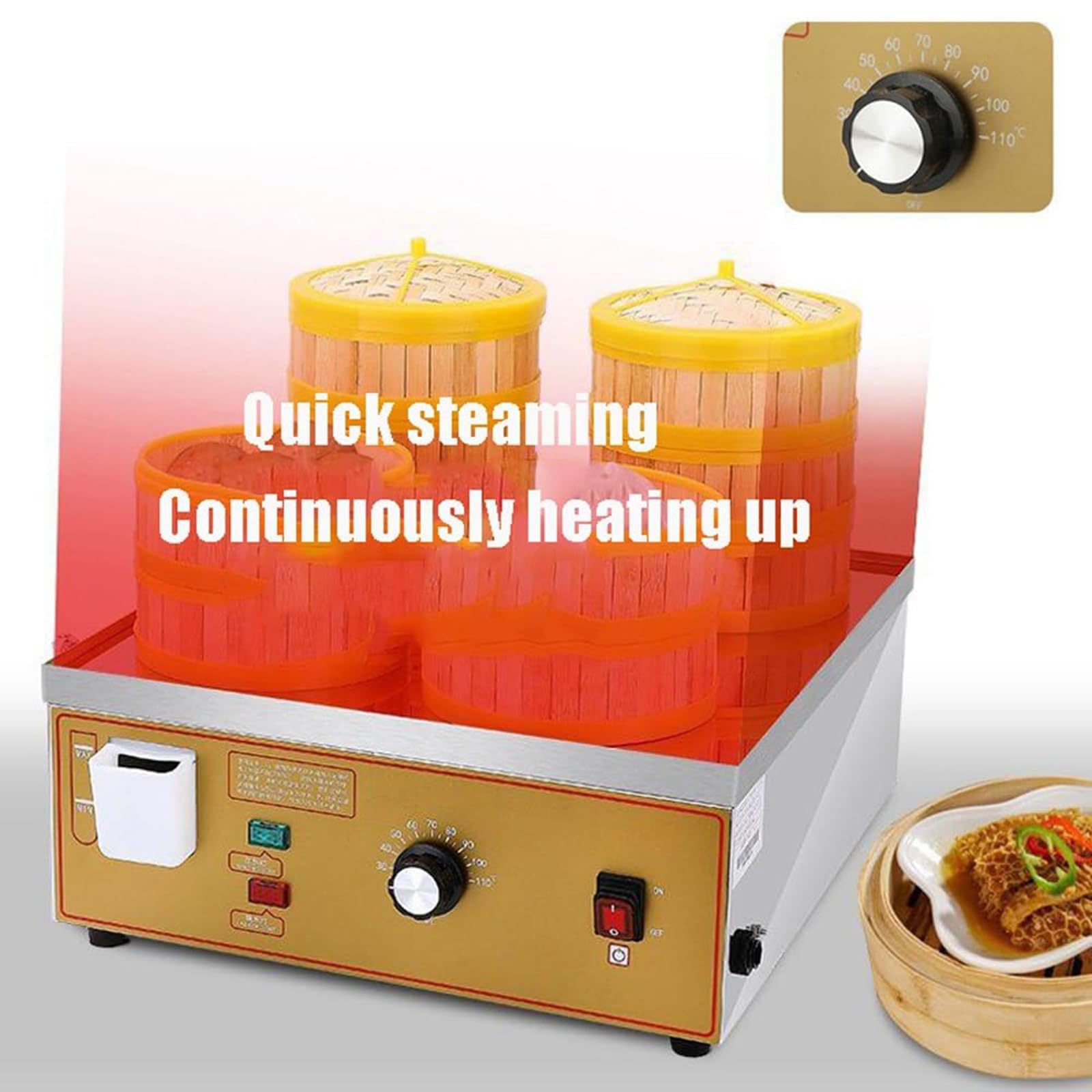 Vaporera Eléctrica De Cuatro Orificios, Máquina Comercial para Bollos Al Vapor, Máquina De Acero Inoxidable para Cocinar Al Vapor Alimentos En El Hogar