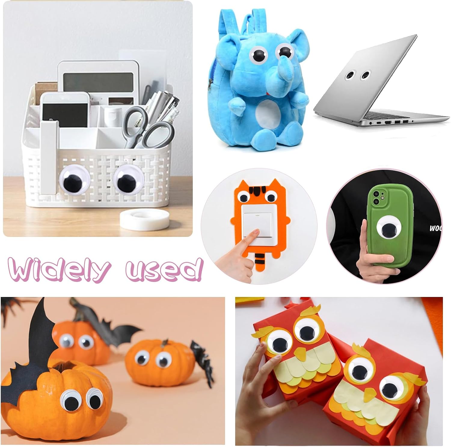 TOAOB 20pcs 1.57 Inch Wiggle Googly Eyes Self Adhesive Plastic Eyes White