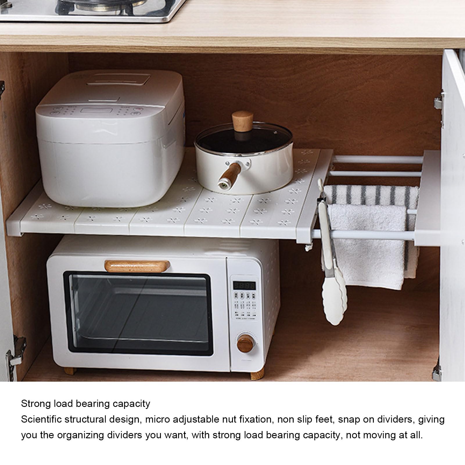 Adjustable Closet Shelf Organizer, Expandable Closet Storage Rack, Closet Tension Shelf for Closets, Cabinets, Wardrobes, and Bathrooms (91 to 122cm/35.8 to 48.0in)