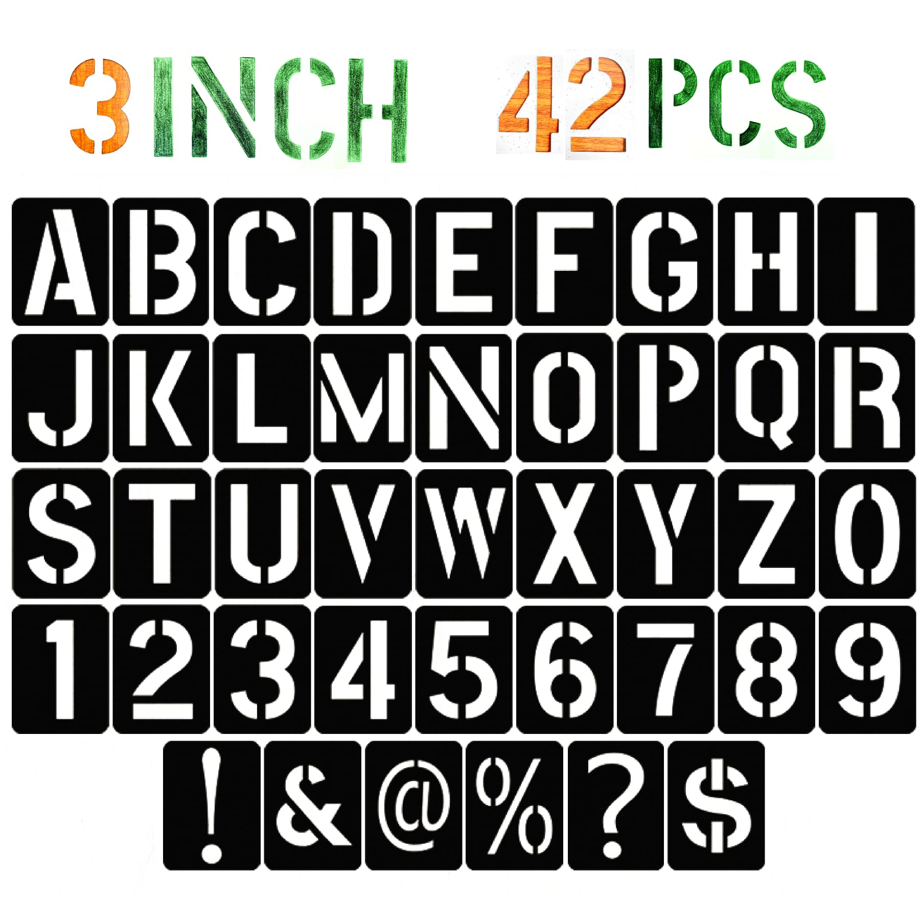 Letter Stencils for Painting, Stencils for Crafts Reusable, Letter and Number Stencils, Calligraphy Templates, 3 Inch Fonts, 42 Pcs