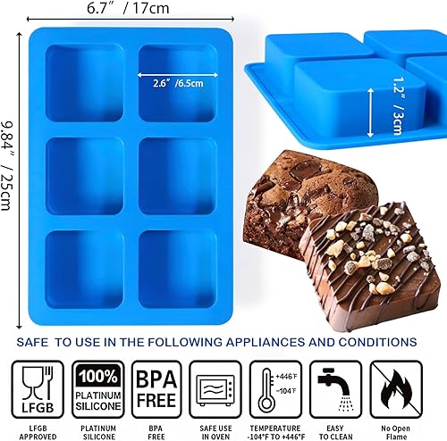 Miniatura 2 de 3 moldes cubiertos de chocolate para galletas S'mores, moldes cuadrados de 6 cavidades de silicona para Smores, molde antiadherente de silicona para