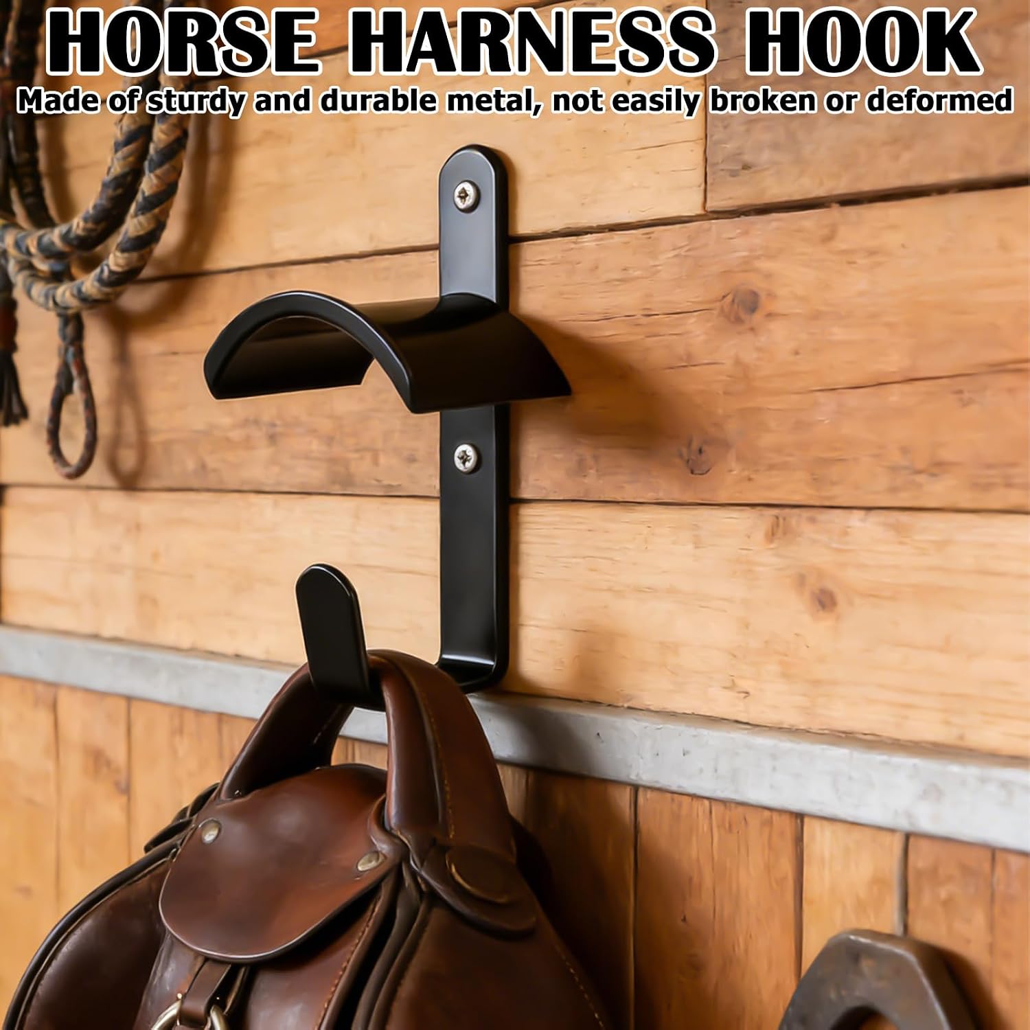 Pack of 4 Horse Bridle Holders, Horse Bridle Holder with Expansion Tube and Screws, Hook Horse Tack, Holder Bridle Hanger for Riding Stable, Lead Rope, Saddle Chamber, Stable, Black image 4