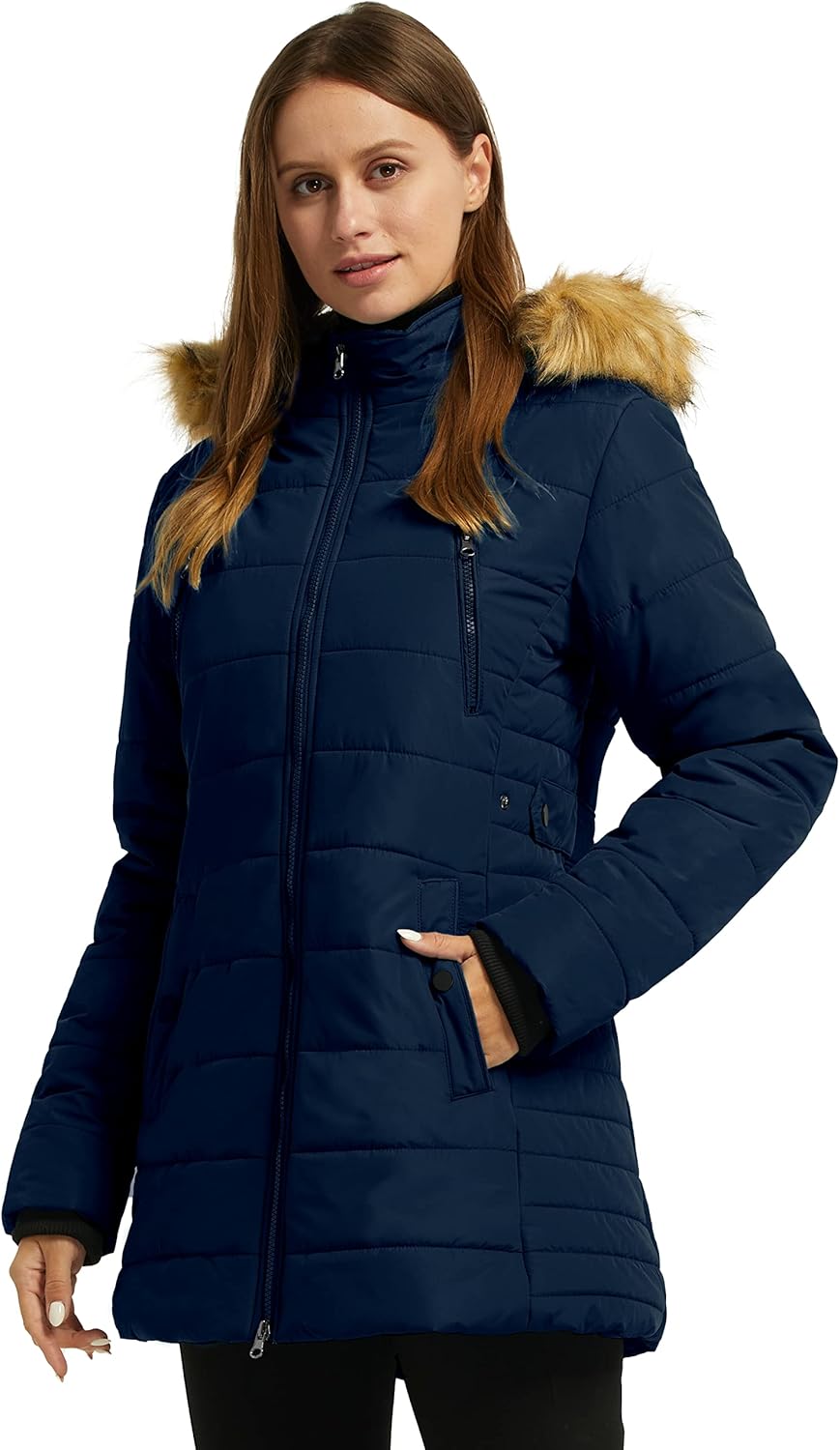 wantdo Women's Warm Winter Coat Heavy Puffer Jacket Parka with Fur Trimmed Hood - Image 2