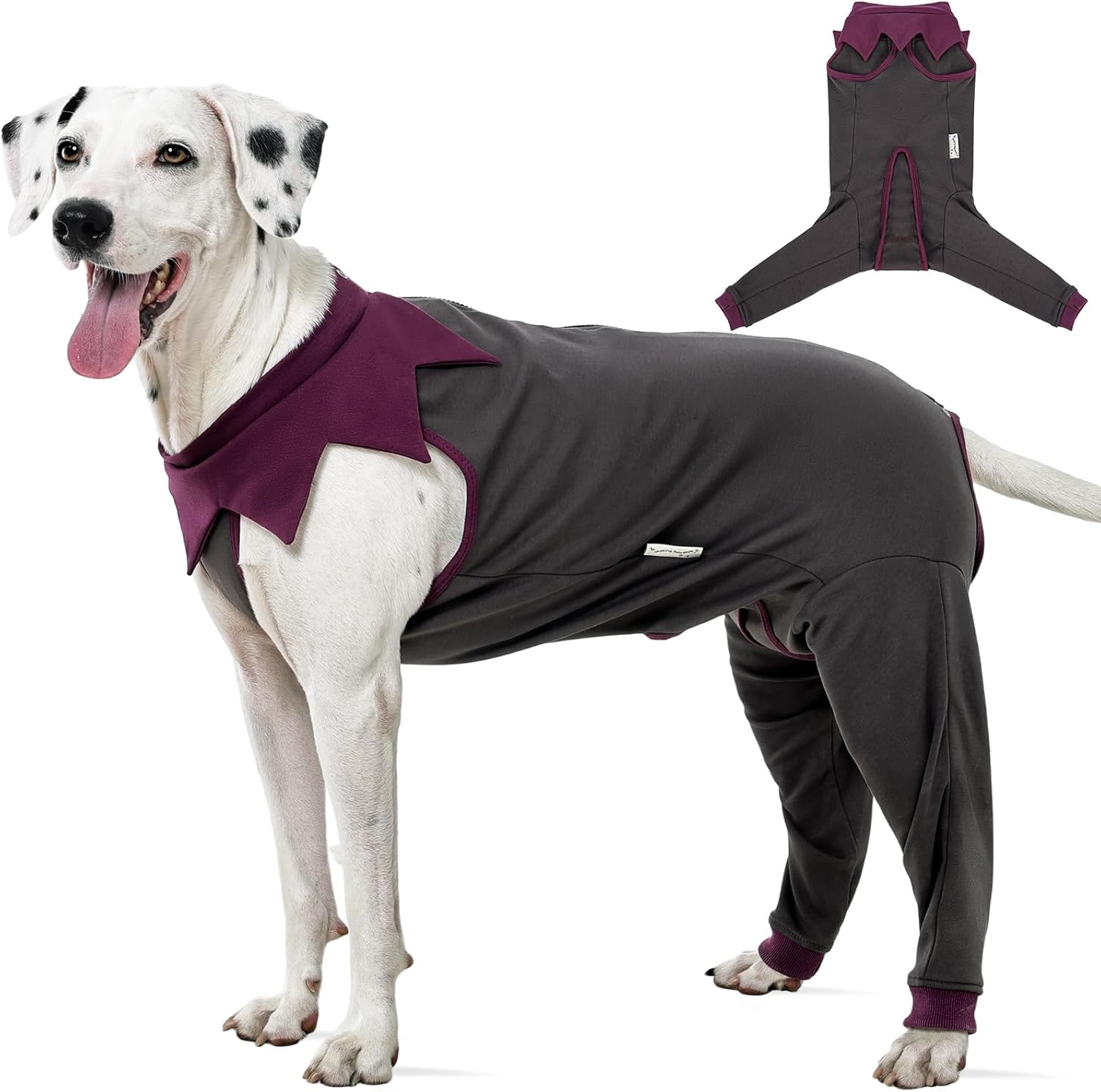 FUAMEY Dog Recovery Suit with Padded Rear Leg Sleeve,Zip-Up Dog Onesie for Spay Neuter Surgery,Dogs Bodysuit Prevents Licking Wounds on Thigh Incision Joints,Dogs Prevent Licking Shirt Grey XL