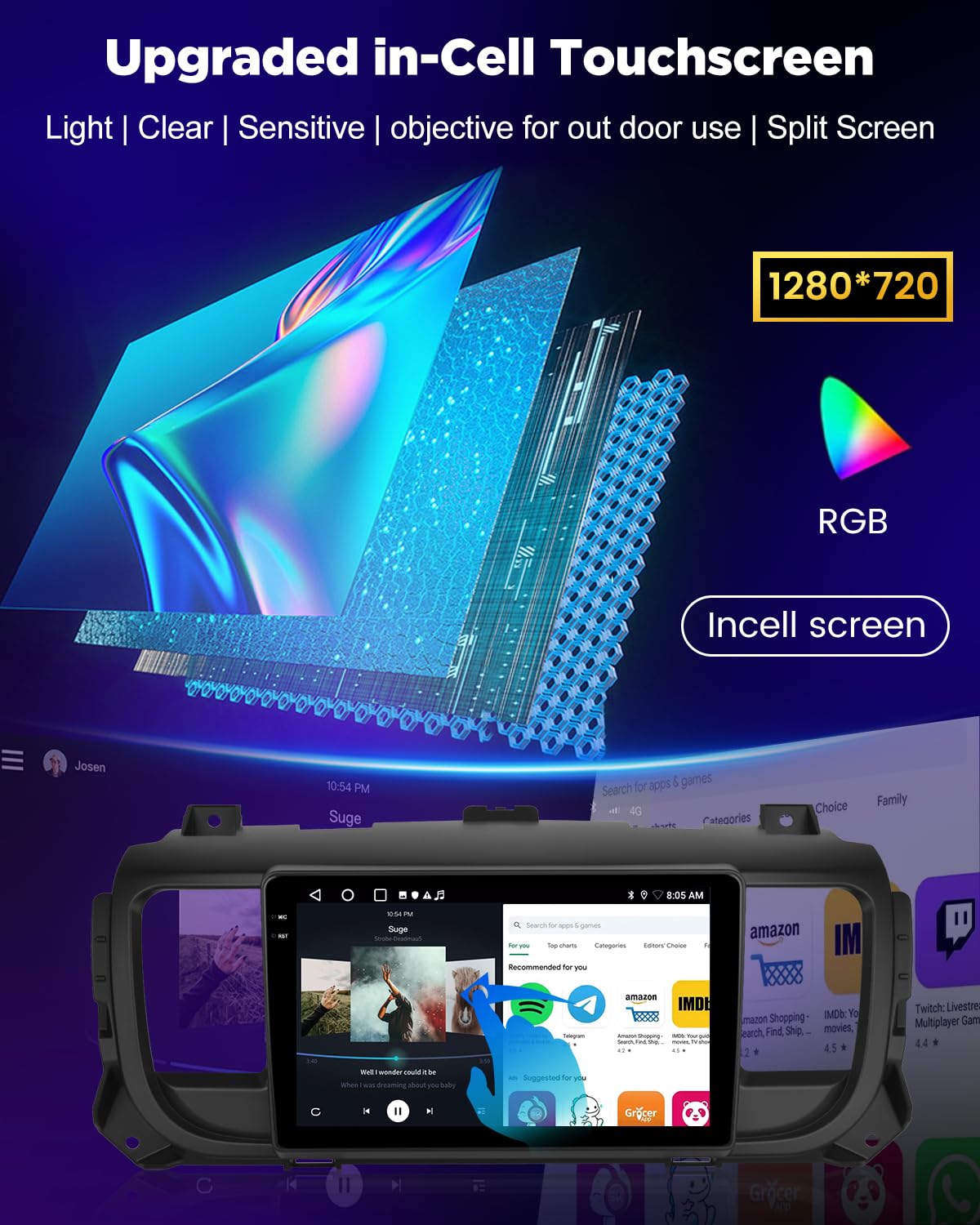 NHOPEEW Autoradio Android 4+128 GB per Citroën Jumpy 3/Peugeot Expert/Toyota Proace 2016-2021 con supporto CarPlay e Android Auto, WiFi, GPS, comandi al volante + telecamera di retromarcia