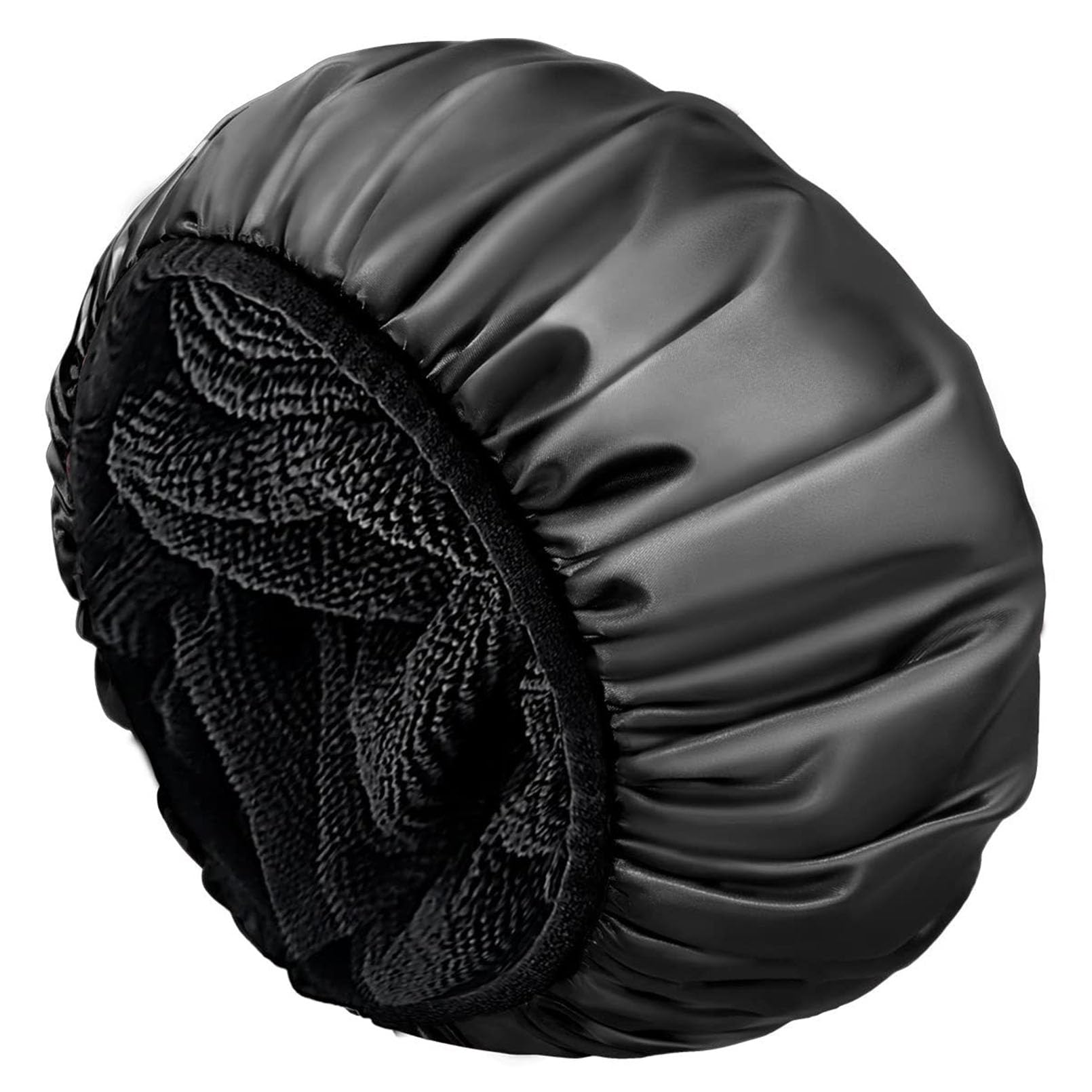 Gorro Ducha Mujer,Reutilizables Gorro de Baño Elástico,Lavables Banda Gorros de Pelo,Gorros de Ducha Impermeable,Femeninos Gorros de Ducha,Para Salón,Spa,Viajes(Negro）